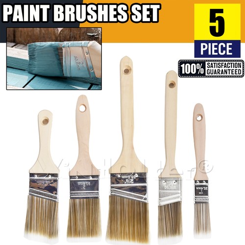5pcs paint brush set wooden - set,