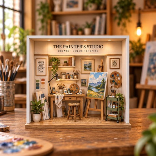 Painter studio wooden - painter,